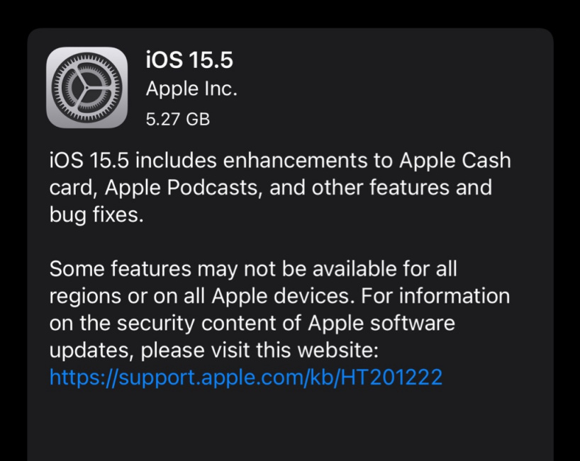 东阁镇苹果手机维修分享iOS 15.5 RC版更新内容及升级方法 