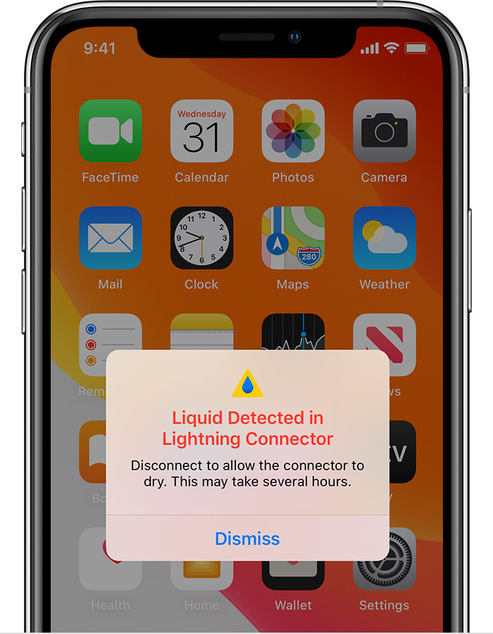 东阁镇苹果手机维修分享iPhone 12 在充电时出现 “闪电接口检测到液体”的提示怎么办 