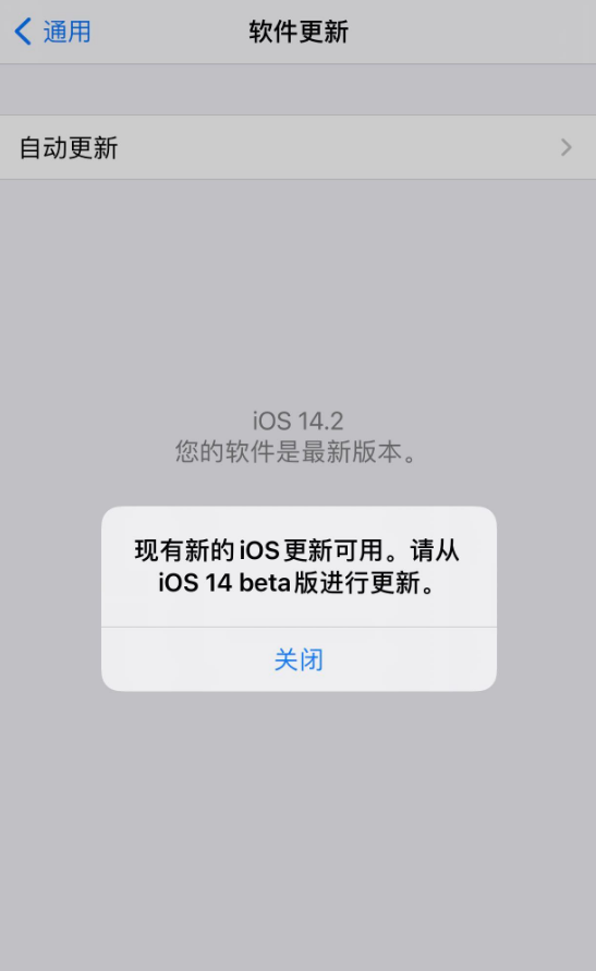 东阁镇苹果手机维修分享iOS 14.2 反复出现更新提示，需等待苹果修复 